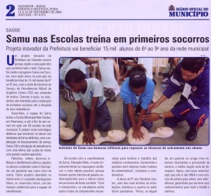 SAMU nas Escolas no Diário Oficial do Município de Salvador